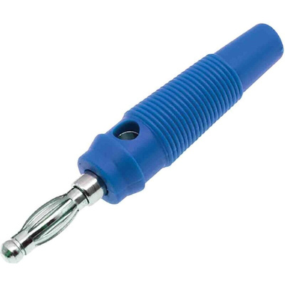 RS PRO Blue Male Banana Plug, 4 mm Connector, Screw Termination, 24A, 30V, Nickel Plating