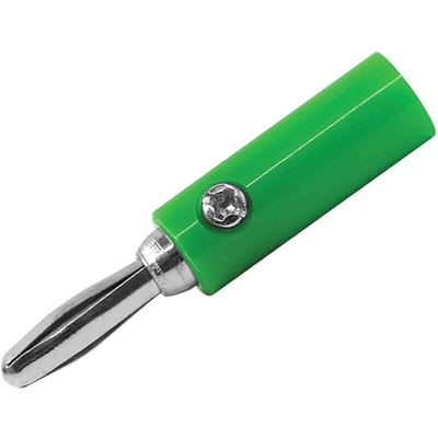 RS PRO Green Male Banana Plug, 4 mm Connector, 24A, 30V, Nickel Plating