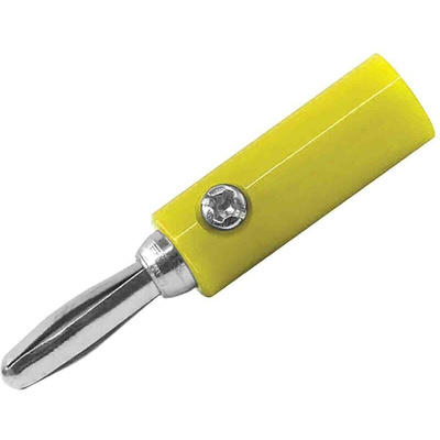 RS PRO Yellow Male Banana Plug, 4 mm Connector, 24A, 30V, Nickel Plating