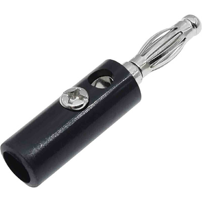 RS PRO Black Male Banana Plug, 4 mm Connector, 32A, 30V, Nickel Plating