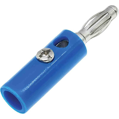 RS PRO Blue Male Banana Plug, 4 mm Connector, 32A, 30V, Nickel Plating