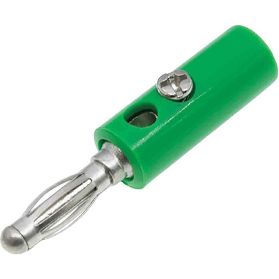 RS PRO Green Male Banana Plug, 4 mm Connector, 32A, 30V, Nickel Plating