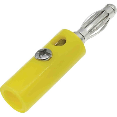 RS PRO Yellow Male Banana Plug, 4 mm Connector, 32A, 30V, Nickel Plating