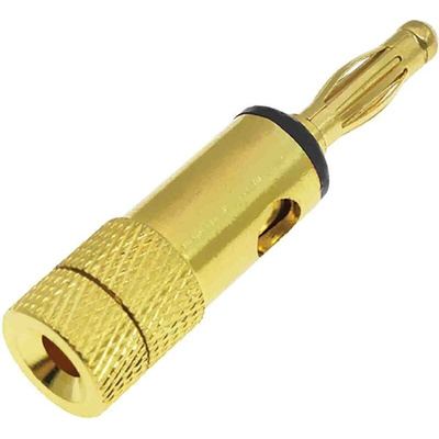 RS PRO Black Male Banana Plug, 4 mm Connector, 24A, 30V, Gold Plating