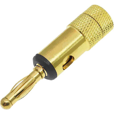 RS PRO Black Male Banana Plug, 4 mm Connector, 24A, 30V, Gold Plating