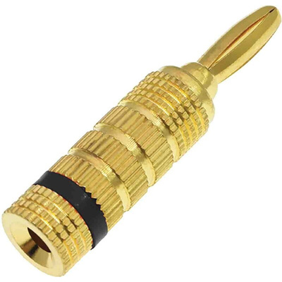 RS PRO Black Male Banana Plug, 4 mm Connector, 32A, 30V, Gold Plating