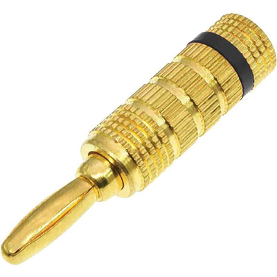 RS PRO Black Male Banana Plug, 4 mm Connector, 32A, 30V, Gold Plating