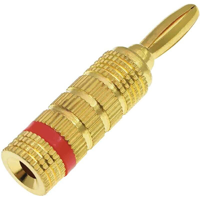 RS PRO Red Male Banana Plug, 4 mm Connector, 24A, 30V, Gold Plating