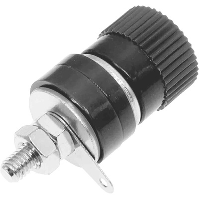 RS PRO Black Female Banana Socket, 4 mm Connector, Solder Termination, 24A, 30V, Nickel Plating
