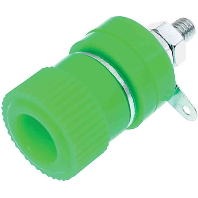 RS PRO Green Female Banana Socket, 4 mm Connector, Solder Termination, 24A, 30V, Nickel Plating