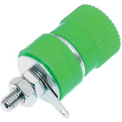 RS PRO Green Female Banana Socket, 4 mm Connector, Solder Termination, 24A, 30V, Nickel Plating