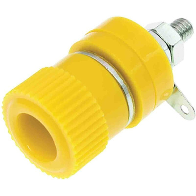 RS PRO Yellow Female Banana Socket, 4 mm Connector, Solder Termination, 24A, 30V, Nickel Plating