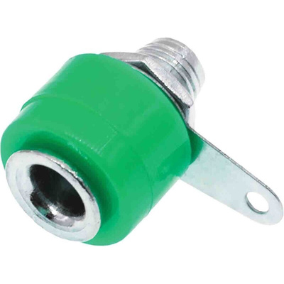 RS PRO Green Female Banana Socket, 4 mm Connector, Solder Termination, 19A, 30V, Nickel Plating