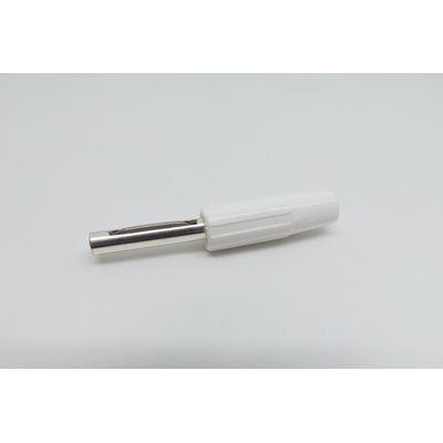 RS PRO White Male Banana Connectors, Solder Termination, 10A, 50V, Silver Plating