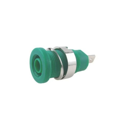 RS PRO Green Female Banana Socket, 4 mm Connector, Tab Termination, 24A, 1000V, Nickel, Tin Plating