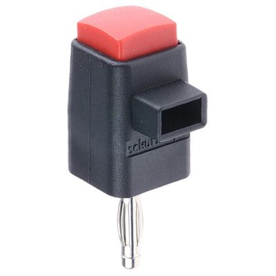 Schutzinger Red Male Banana Plug, 4 mm Connector, Tab Termination, 16A, 30 V ac, 60V dc, Nickel Plating