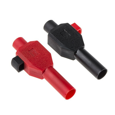 Staubli Black, Red Male Banana Plug, 4 mm Connector, Clamp Termination, 10A, 600V, Nickel Plating