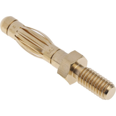 Staubli Gold Male Banana Plug, 4 mm Connector, Screw Termination, 50A, Gold Plating