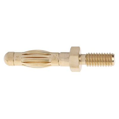 Staubli Gold Male Banana Plug, 4 mm Connector, Screw Termination, 50A, Gold Plating