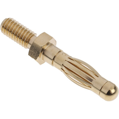 Staubli Gold Male Banana Plug, 4 mm Connector, Screw Termination, 50A, Gold Plating