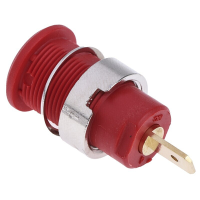 Staubli Red Female Banana Socket, 4 mm Connector, Tab Termination, 24A, 1000V, Gold Plating