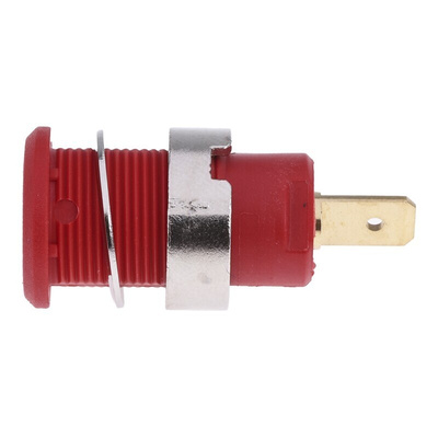 Staubli Red Female Banana Socket, 4 mm Connector, Tab Termination, 24A, 1000V, Gold Plating