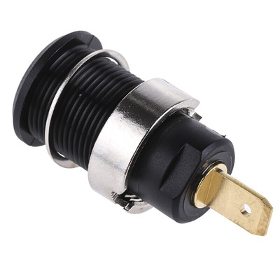 Staubli Black Female Banana Socket, 4 mm Connector, Tab Termination, 24A, 1000V, Gold Plating