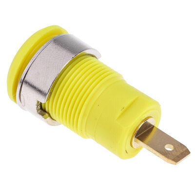 Staubli Yellow Female Banana Socket, 4 mm Connector, Tab Termination, 24A, 1000V, Gold Plating