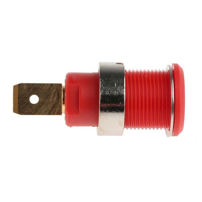 Staubli Red Female Banana Socket, 4 mm Connector, Tab Termination, 32A, 1000V, Gold Plating