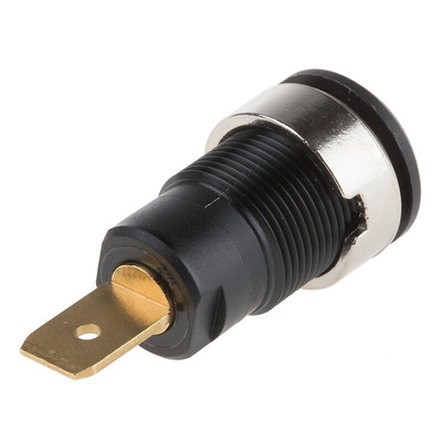 Staubli Black Female Banana Socket, 4 mm Connector, Tab Termination, 32A, 1000V, Gold Plating