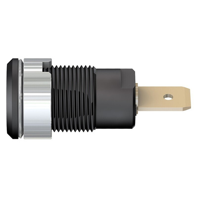 Staubli Black Female Banana Socket, 4 mm Connector, Tab Termination, 32A, 1000V, Gold Plating