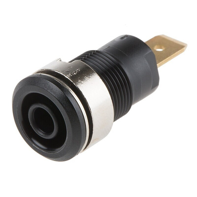 Staubli Black Female Banana Socket, 4 mm Connector, Tab Termination, 32A, 1000V, Gold Plating