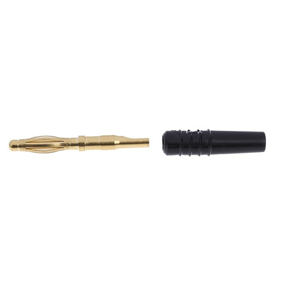 Staubli Black Male Banana Plug, 2mm Connector, Solder Termination, 10A, 30 V, 60V dc, Gold, Nickel Plating