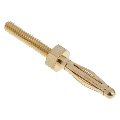 Staubli Gold Male Banana Plug, 2mm Connector, 25A, Gold Plating