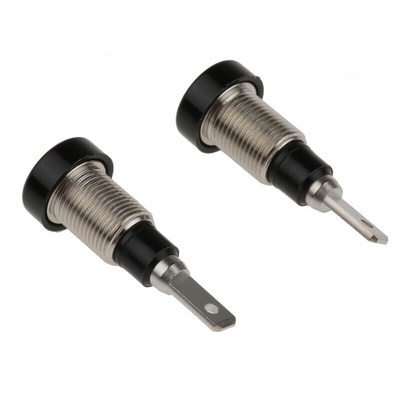 Staubli Black Female Banana Socket, 2mm Connector, Tab Termination, 10A, 30 V, 60V dc, Silver Plating