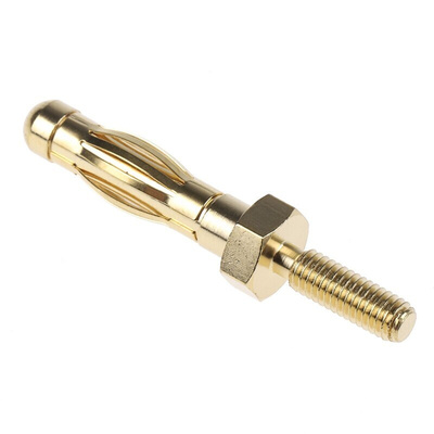 Staubli Gold Male Banana Plug, 4 mm Connector, Screw Termination, 50A, Gold Plating