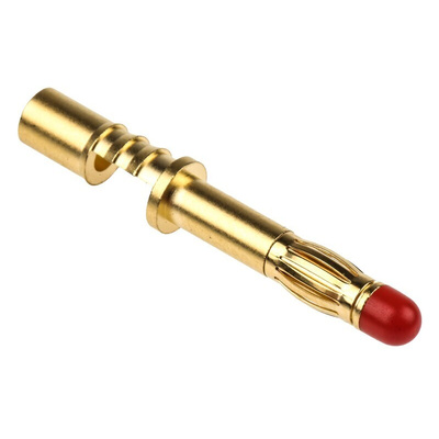 Staubli Red Male Banana Plug, 4 mm Connector, Solder Termination, 32A, 1000V, Gold Plating