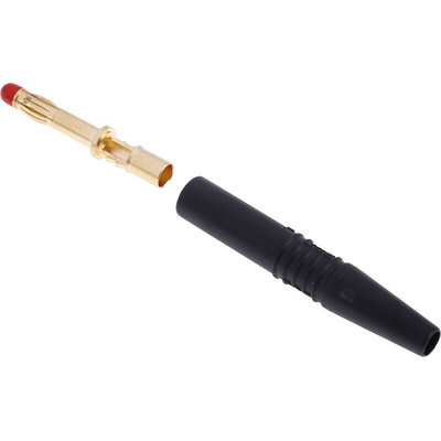 Staubli Black Male Banana Plug, 4 mm Connector, Solder Termination, 32A, 1000V, Gold Plating