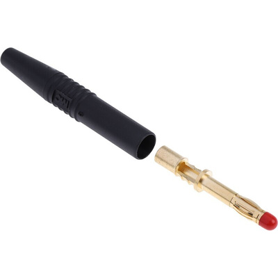 Staubli Black Male Banana Plug, 4 mm Connector, Solder Termination, 32A, 1000V, Gold Plating