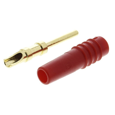 Staubli Red Male Test Plug, 1mm Connector, Solder Termination, 6A, 30 V, 60V dc, Gold Plating
