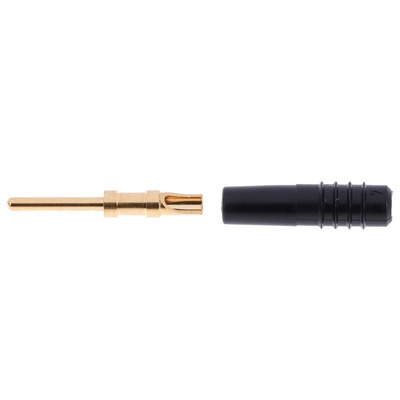 Staubli Black Male Test Plug, 1mm Connector, Solder Termination, 6A, 30 V, 60V dc, Gold Plating