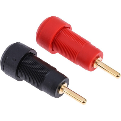 Staubli Black, Red Male Banana Plug, Gold Plating