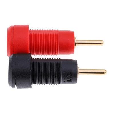 Staubli Black, Red Male Banana Plug, Gold Plating