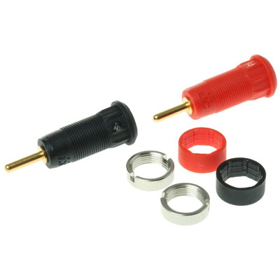 Staubli Black, Red Female Banana Socket, 2mm Connector, Screw Termination, Gold Plating