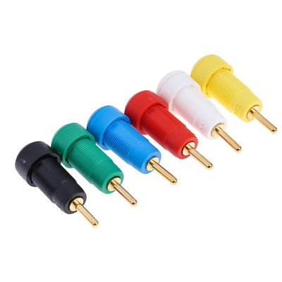 Staubli Black, Blue, Green, Red, White, Yellow Female Banana Socket, 2mm Connector, Screw Termination, Gold Plating