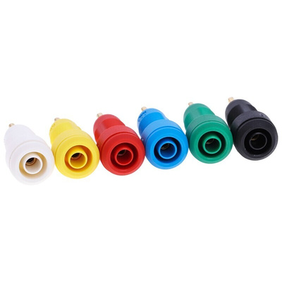 Staubli Black, Blue, Green, Red, White, Yellow Female Banana Socket, 2mm Connector, Screw Termination, Gold Plating