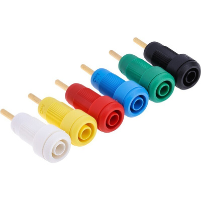 Staubli Black, Blue, Green, Red, White, Yellow Female Banana Socket, 2mm Connector, Screw Termination, Gold Plating