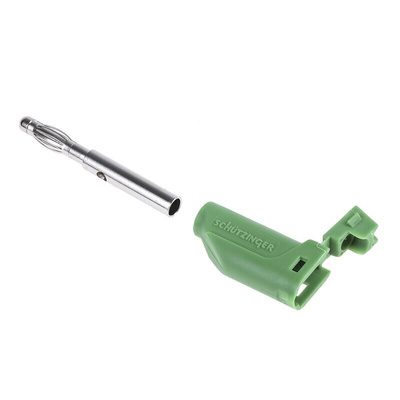 Schutzinger Green Male Banana Plug, 4 mm Connector, Screw Termination, 16A, 30 V ac, 60V dc, Nickel Plating