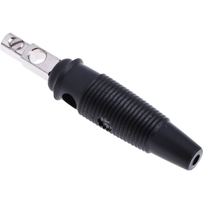 Hirschmann Test & Measurement Black Male Banana Plug, 4 mm Connector, Screw Termination, 16A, 60V dc, Nickel Plating