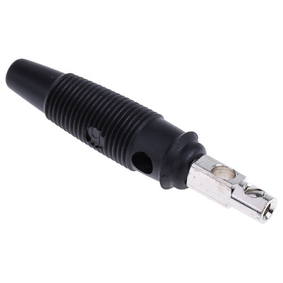 Hirschmann Test & Measurement Black Male Banana Plug, 4 mm Connector, Screw Termination, 16A, 60V dc, Nickel Plating